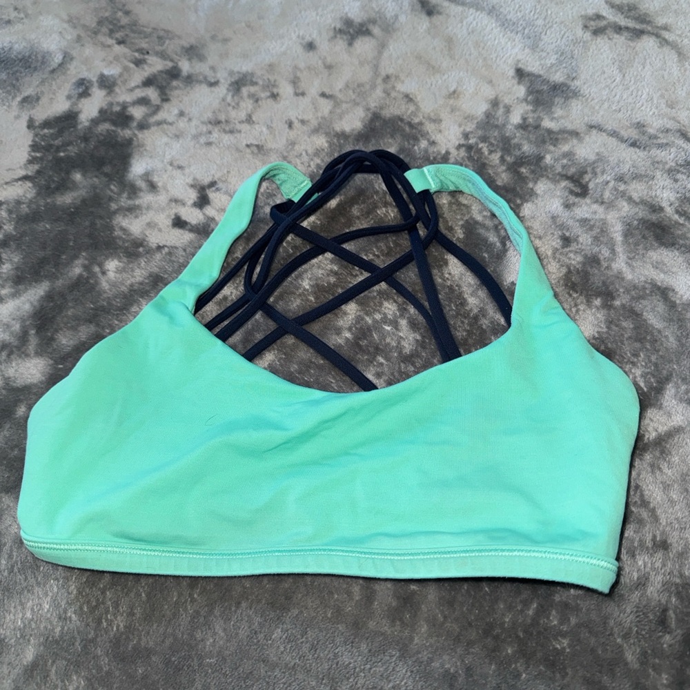 Lululemon Mint Green and Navy Strappy Sports Bra